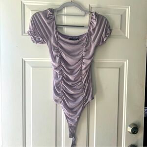 Dark Lavender bodysuit. Ruching. So cute!